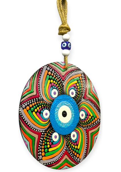 Şans ve Koruma Getiren El Boyaması Ahşap Nazarlık – 20 cm Çapında -Model-1 fiyatları