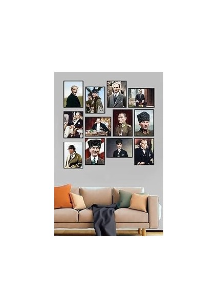 Atatürk Tablo Mustafa Kemal Atatürk Tablo 12 Parça Mdf Tablo