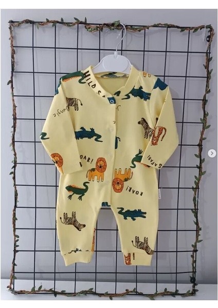 Safari Hayvan Desenli Yumuşak Bebek Tulum – 0-3 Ay – 3-6 Ay – 6-9 Ay 0-3 Ay