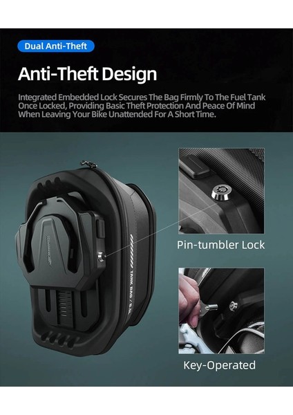 MJX2011 Manyetik Hızlı Sök-Tak Tank Çantası – Su Geçirmez, Geniş Hacimli, Mıknatıslı Motosiklet Tank Çantası