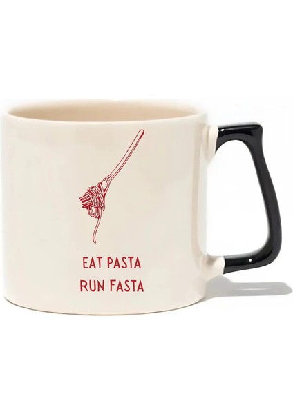 Eat Pasta Run Fasta Lüks Kupa - Hediye Seramik Kupa