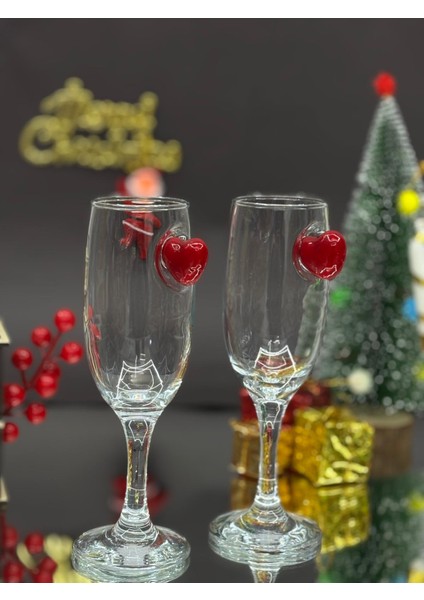 Kırmızı Dikey Kalp Kokteyl Kadehi 2 Li - (Kahve Yanı Su/kokteyl Bardak) 190 ml modelleri