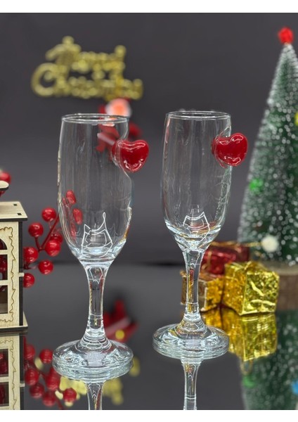 Kırmızı Dikey Kalp Kokteyl Kadehi 2 Li - (Kahve Yanı Su/kokteyl Bardak) 190 ml fırsatları