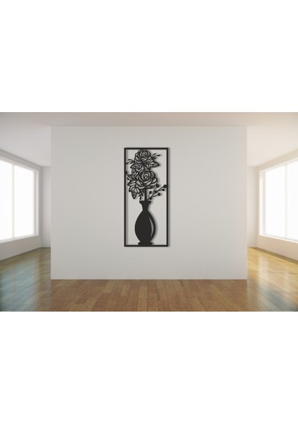 As Tasarım Vazo Modeli Ahşap Dekorasyon Duvar Süs Tablo 20X45 cm Siyah Renk fiyatları