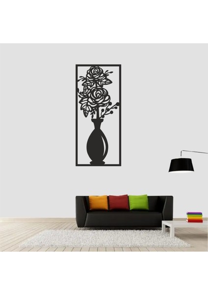 As Tasarım Vazo Modeli Ahşap Dekorasyon Duvar Süs Tablo 20X45 cm Siyah Renk modelleri
