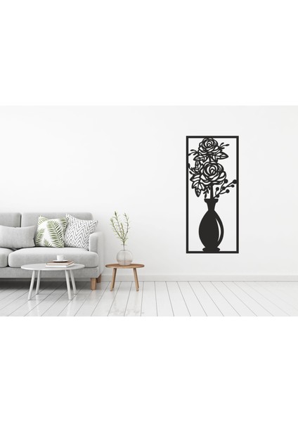 As Tasarım Vazo Modeli Ahşap Dekorasyon Duvar Süs Tablo 20X45 cm Siyah Renk fırsatları