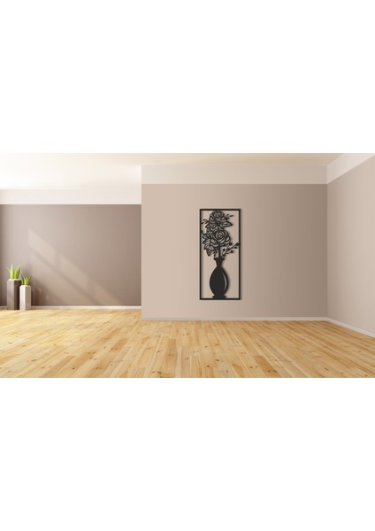 As Tasarım Vazo Modeli Ahşap Dekorasyon Duvar Süs Tablo 20X45 cm Siyah Renk indirimleri