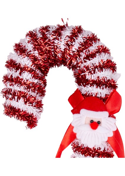 Yılbaşı Ağaç Süsü Noel Baba Figürlü Baston, Kırmızı-Beyaz, 13X35 cm fiyatları
