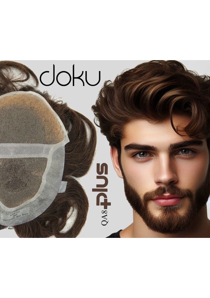Protez Saç Qa8 - 8X10 Plus - Renk 1b( Koyu Kestane ) Ince Telli Her Yöne Taranabilen %100 Insan Saçı
