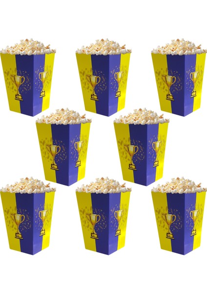Sarı Lacivert Taraftar Temalı Popcorn Mısır Kutusu 8 Li Paket fiyatları