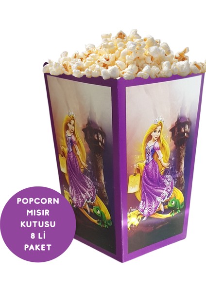 Rapunzel Temalı Popcorn Mısır Kutusu 8 Li Paket