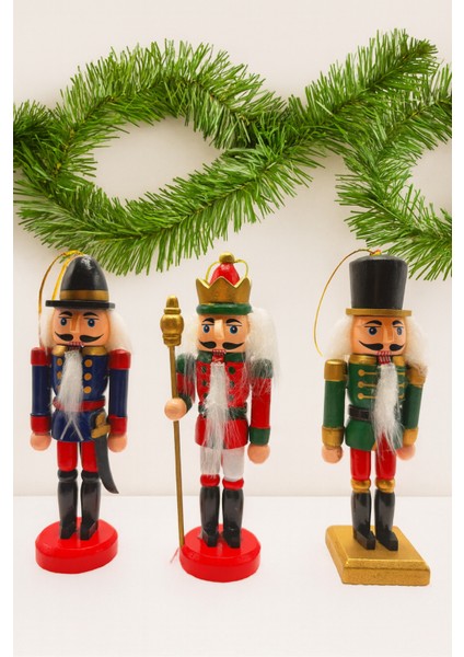 Renkli 3'lü 12.5 cm Kurşun Asker Dekoratif Yılbaşı Süsü