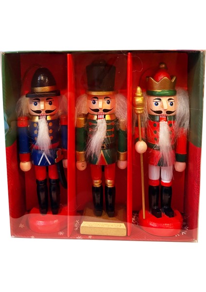 Renkli 3'lü 12.5 cm Kurşun Asker Dekoratif Yılbaşı Süsü