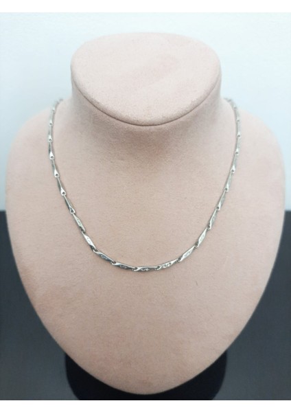 Çelik Kolye Titanyum Melon Dolar Motifli Model 2 mm 55 cm Gümüş (Silver)