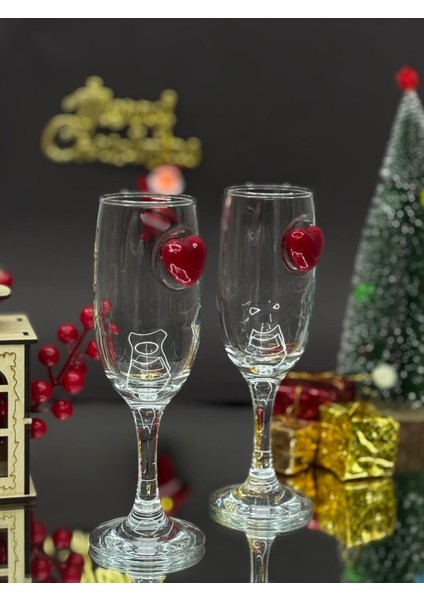 Kırmızı Kalp Detaylı Kokteyl Kadehi 2 Li - (Kahve Yanı Su/kokteyl Bardak) 190 ml fiyatları