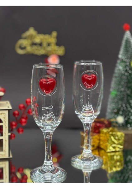 Kırmızı Kalp Detaylı Kokteyl Kadehi 2 Li - (Kahve Yanı Su/kokteyl Bardak) 190 ml modelleri