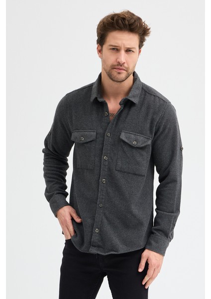 Düz Flanel Oduncu Gömlek - Regular Fit Kalın %100 Pamuklu Çift Cepli Ceket Gömlek modelleri