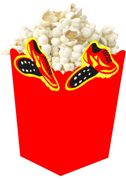 3D Sarı Kırmızı Taraftar Temalı Popcorn Mısır Kutusu 8 Li Paket fırsatları