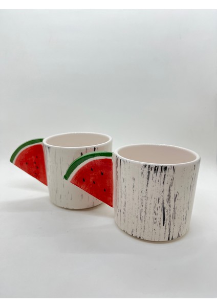 Seramik Kupa El Yapımı Karpuzlu Seramik Kupa BARDAK,200ML fırsatları