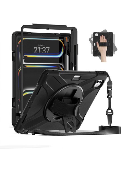 iPad Pro 13 2025 M5 Çip Uyumlu Defender Askılı 360° Dönebilir Standlı Zırh Tablet Kılıfı fiyatları