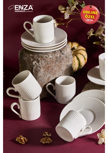 Elif 6 Kişilik Porselen Kahve Fincanı Takımı fiyatları