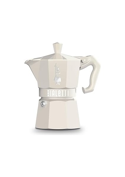 - Moka Exclusive: 3 Cups Ocak Üstü Espresso Pişirici - 130ML - Krem Renk - Alüminyum Gövde