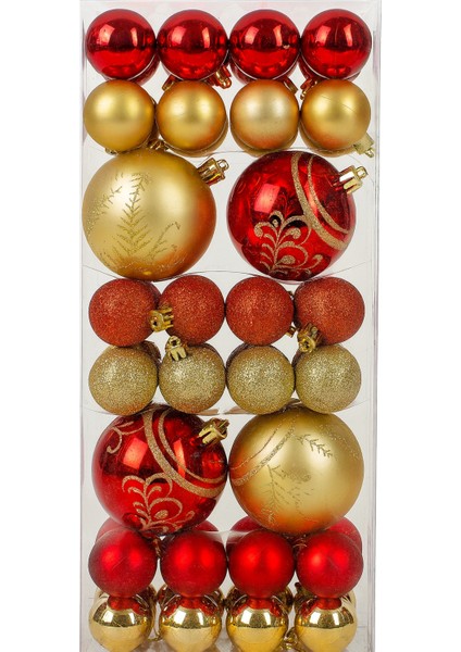 52 Adet Lüx Set Ağacı Süslemeleri Topları Topu Parti Asılı Top Yılbaşı Süsleri 8-6-4-2 cm