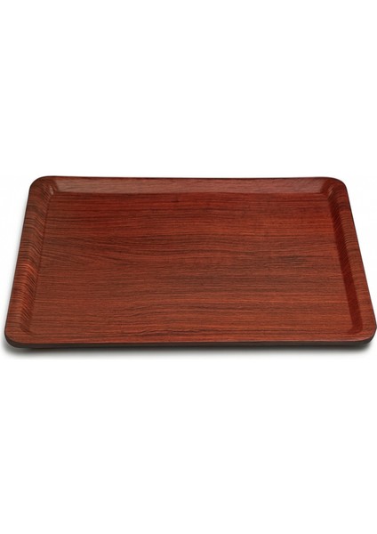 Verzalit Ahşap Desenli Servis Tepsisi – 46×36 cm Dikdörtgen Kaymaz Dayanıklı Tepsi
