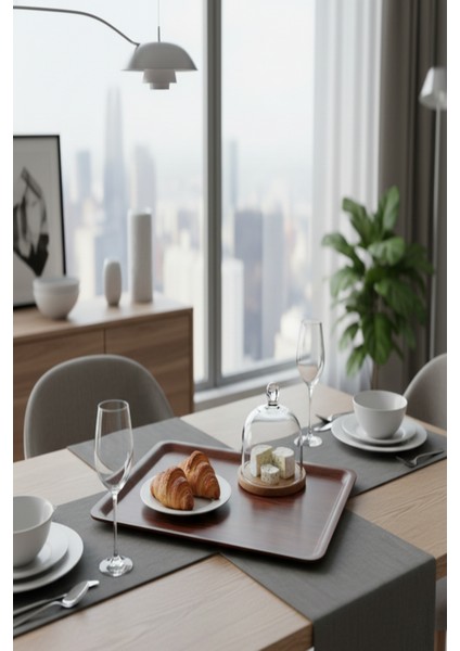 Verzalit Ahşap Desenli Servis Tepsisi – 46×36 cm Dikdörtgen Kaymaz Dayanıklı Tepsi modelleri