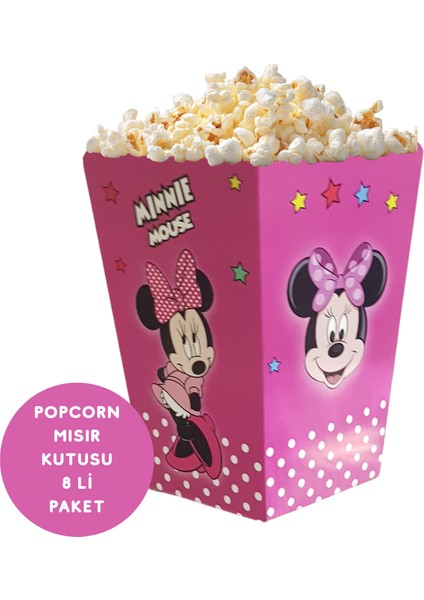 Minnie Temalı Popcorn Mısır Kutusu 8 Li Paket