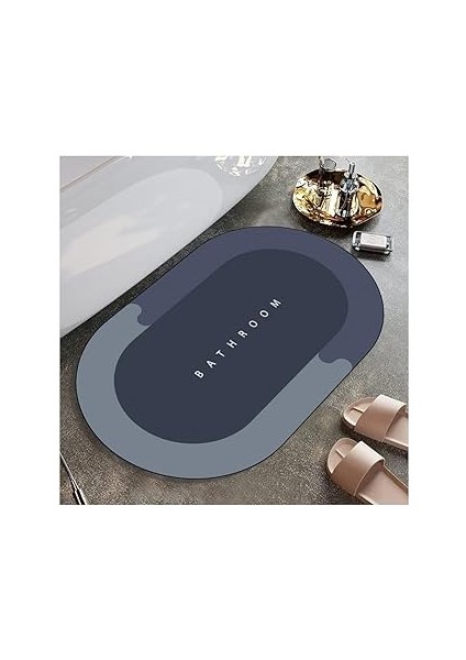 Ankanorm Banyo Paspası Süper Su Emici Kaymaz Tabanlı Paspas Banyo Paspası Oval Diatomit Paspas Süpe