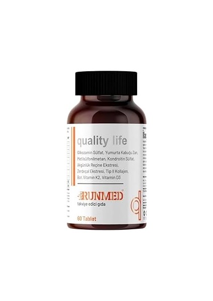 Quality Life Runmed 60 Tablet Glukozamin Msm Kondroitin Tip 2 Kolajen, D ve K Vitamini, Yumurta Kab