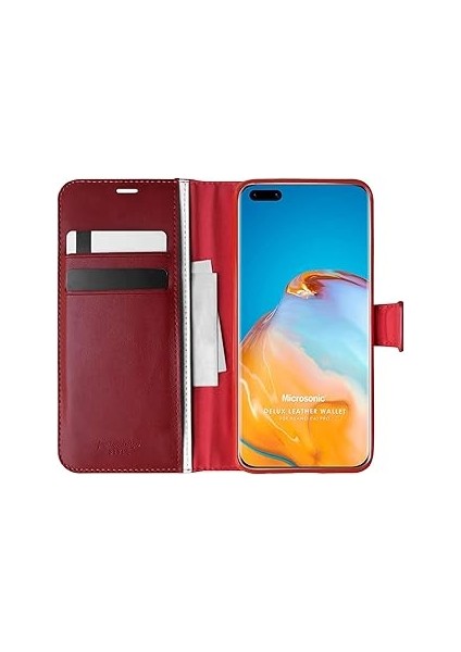 Microsonic P40 Için Kılıf Delux Wallet Kırmızı [P40 ile Uyumlu Kılıf - Kırmı