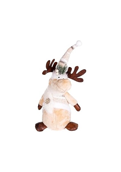 Herdekora Yılbaşı Süsü Geyik Figürü Oturan Krem-Kahverengi 15X14,5X46 Cm.