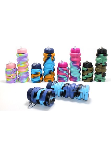 Katlanabilir Portatif Silikon Su Şişesi 500 ml 1