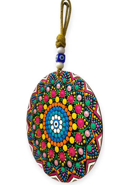 Şans ve Koruma Getiren El Boyaması Ahşap Nazarlık – 20 cm Çapında - Model-2