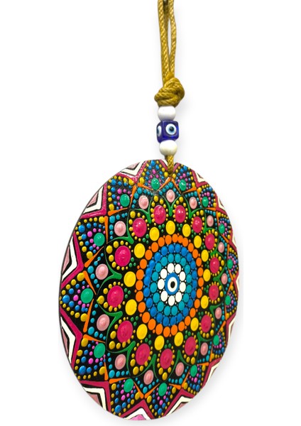 Şans ve Koruma Getiren El Boyaması Ahşap Nazarlık – 20 cm Çapında - Model-2 fiyatları