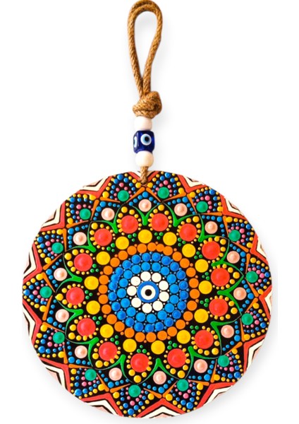 Şans ve Koruma Getiren El Boyaması Ahşap Nazarlık – 20 cm Çapında - Model-2 modelleri