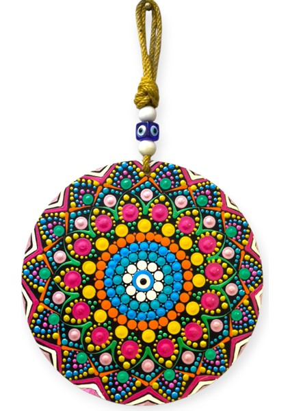 Şans ve Koruma Getiren El Boyaması Ahşap Nazarlık – 20 cm Çapında - Model-2 fırsatları