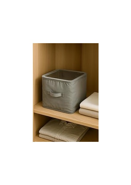 Deconox Kare Küp Düzenleyici Kutu - 30X30X30 cm Şeffaf Pencereli, Kapaklı Kumaş Organizer | Oyuncak