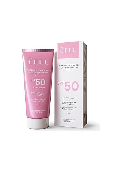 The Ceel Leke Karşıtı Ton Eşitleyen Spf 50 Pembe Renkli Güneş Kremi Glutatyon, Hyaluronik Asit Etki