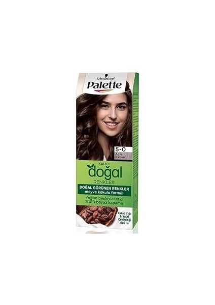 Palette Kalıcı Doğal Renkler 5-0 Açık Kahve Kakao Yağı & Yulaf Çekirdeği Özlü Saç Boyası
