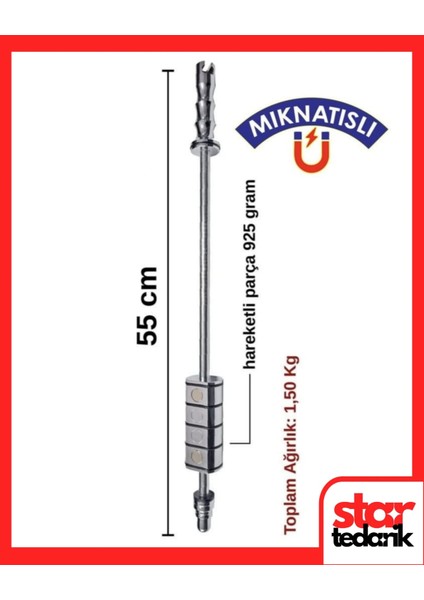 Pdr Kaporta Göçük Düzeltme Tokmağı Mıknatıslı 55CM Metal Uç 1,50 kg