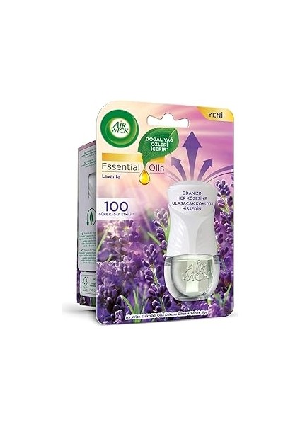 Wick Elektrikli Oda Kokusu Esansiyel Yağlar Cihaz + Yedek Şişe Lavanta