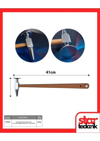 Boyasız Göçük Düzeltme Göçük Düzeltme Çekici Çelik Krom Kaplı Değişken Başlık Sviri ve Düz Başlık 275GR