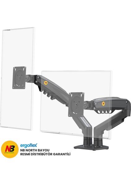 North Bayou Nb F160 17-27" Çift Kol 2-9 kg Amortisörlü Monitör Standı