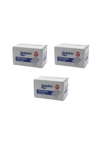 Dolphin Kilitli Şeffaf Buzdolabı Kilitli Saklama Poşeti Torba - 11X14 Cm. - 600 Adetlik 3 Kutu