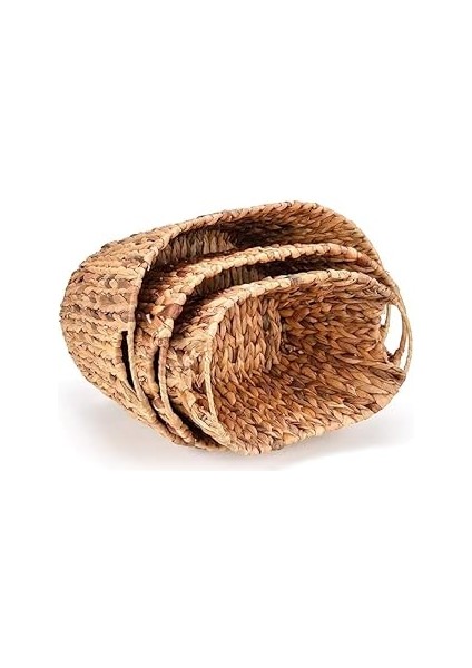 Orret 3'lü Kulplu Hasır Sepet Organizer – Doğal, El Yapımı, Organik, Dekoratif Saklama Sepeti