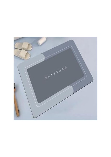 Sogex Banyo Paspası Deri Taban Kaydırmaz Banyo Paspası (60 * 40) (Gri) (Gri)