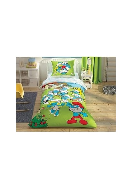 Taç Lisanslı Şirinler Musical Nevresim Takımı, Çok Renkli, Küçük Tek Kişilik